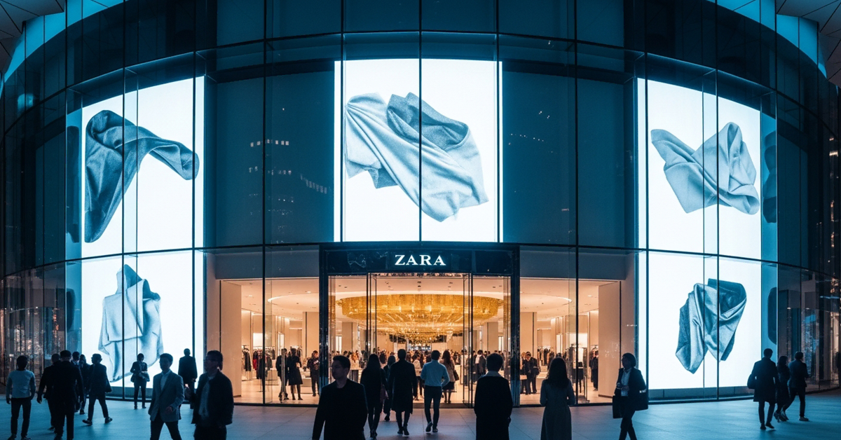 Zara flagship store at night